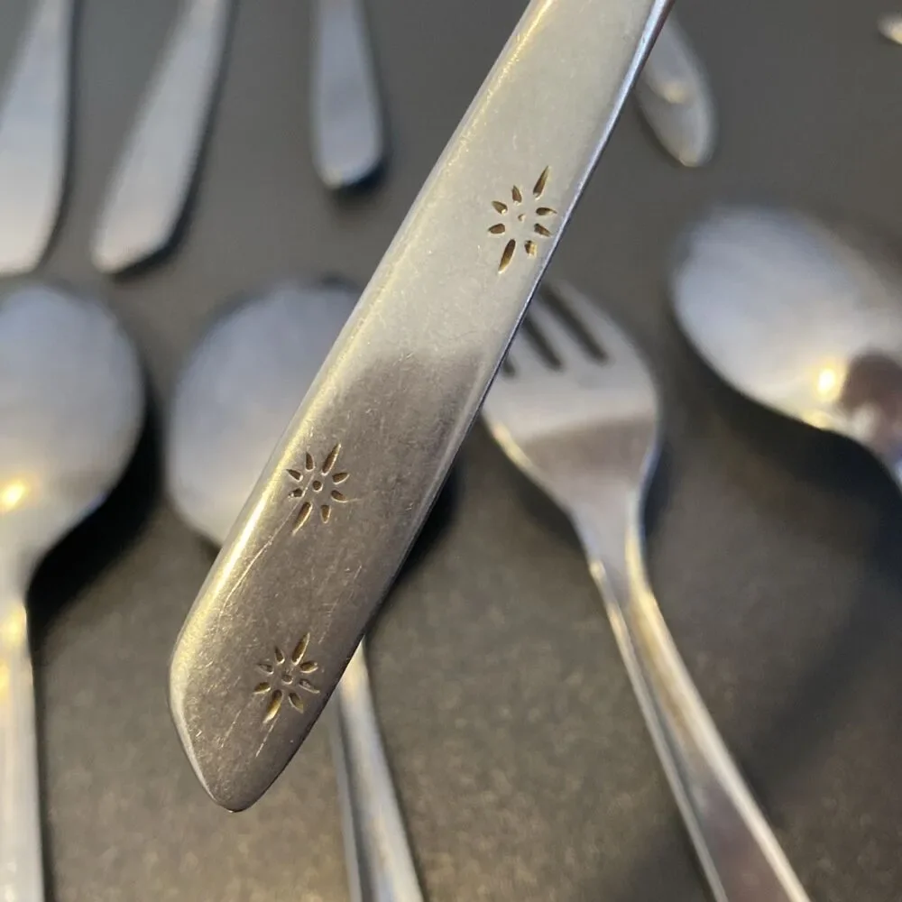 Vintage Atomic Star Starburst Flatware Spoons Forks Mixed Brands Ring Making